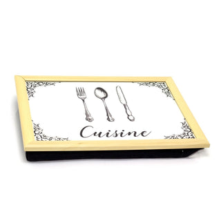 Vintage Style Cuisine Lap Tray With Cushion | Large Bean Bag Lap Tray - 43x32cm