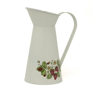 Vintage Style Strawberry Jug Vase | Rustic Tin Pitcher for Dried Flowers - 26cm
