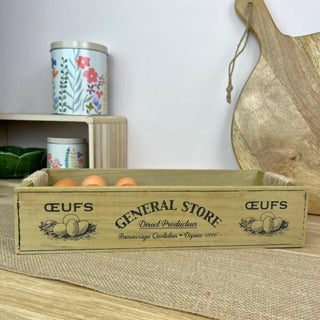 Vintage Wooden Egg Rack for 12 Eggs | Rustic Kitchen Egg Holder Storage Tray