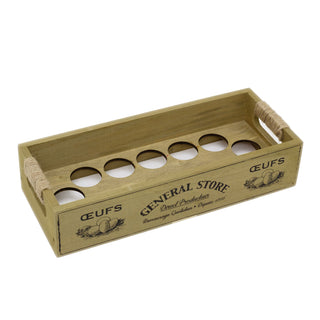 Vintage Wooden Egg Rack for 12 Eggs | Rustic Kitchen Egg Holder Storage Tray