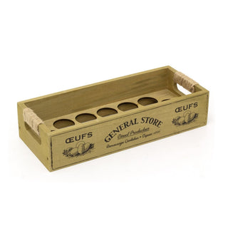 Vintage Wooden Egg Rack for 12 Eggs | Rustic Kitchen Egg Holder Storage Tray