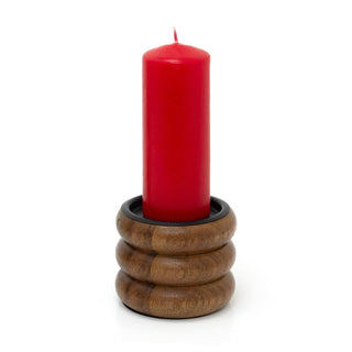 Walnut Pillar Candle Holder | Wooden Candlestick for Pillar Candles - 8cm