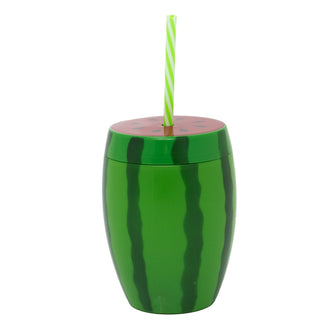 Watermelon Cup with Straw, 750ml Reusable Plastic Tropical Party Tumbler