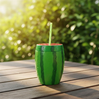 Watermelon Cup with Straw, 750ml Reusable Plastic Tropical Party Tumbler