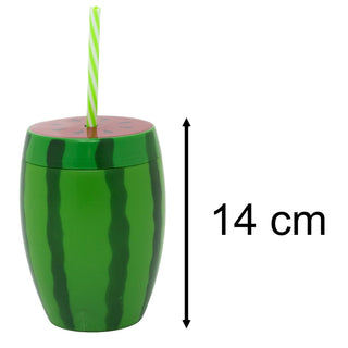 Watermelon Cup with Straw, 750ml Reusable Plastic Tropical Party Tumbler