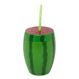 Watermelon Cup with Straw, 750ml Reusable Plastic Tropical Party Tumbler