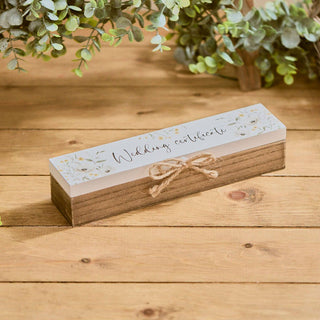 Wedding Certificate Holder, Wooden Keepsake Box with Floral Lid and Twine Bow