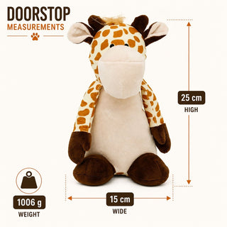 Weighted Fabric Giraffe Door Stop, 25cm Orange Sand Filled Doorstop