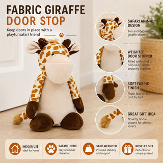 Weighted Fabric Giraffe Door Stop, 25cm Orange Sand Filled Doorstop