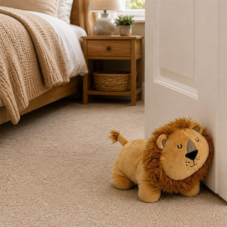 Weighted Fabric Lion Door Stop, 25 cm Decorative Brown Animal Doorstop