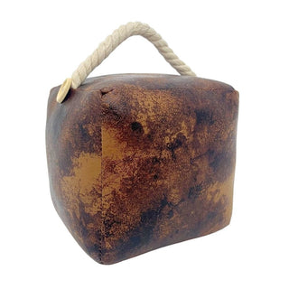Weighted Faux Leather Doorstop, 16cm Rustic Door Stop with Rope Handle