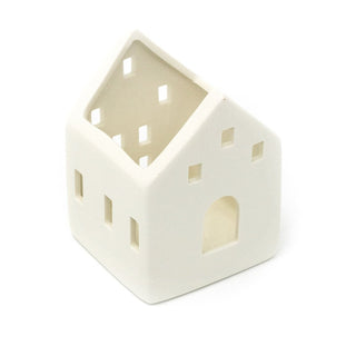White Ceramic House Christmas Tealight Candle Holder | Tea Light Votive Holder
