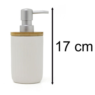 White Ceramic Ribbed Soap Dispenser | Refillable Bathroom Hand Wash Holder