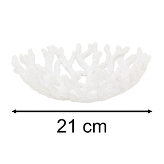 White Coral Decorative Bowl, 21cm Resin Nautical Sea Coral Centrepiece Ornament