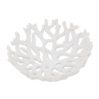White Coral Decorative Bowl, 21cm Resin Nautical Sea Coral Centrepiece Ornament