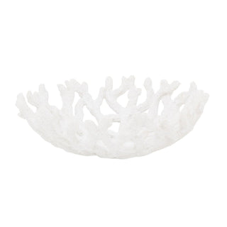 White Coral Decorative Bowl, 21cm Resin Nautical Sea Coral Centrepiece Ornament