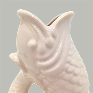 White Fish Shaped Ceramic Vase 25cm Off - White Decorative Fish Dried Flower Vase