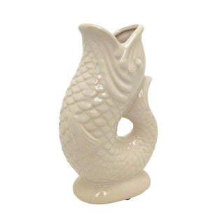 White Fish Shaped Ceramic Vase 25cm Off - White Decorative Fish Dried Flower Vase