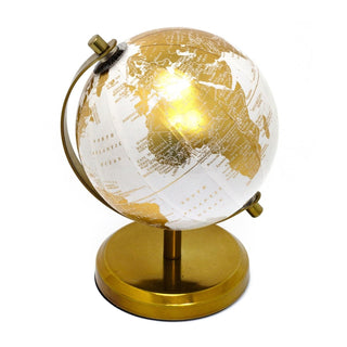 White & Gold Desk Globe | Small Vintage World Globe for Home or Office - 18cm