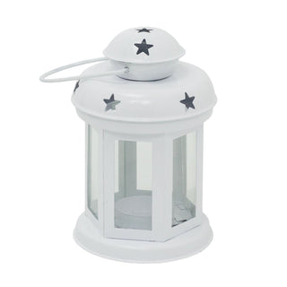 White Moroccan Tealight Lantern, 14.5cm Indoor Outdoor Metal Hanging Candle Holder
