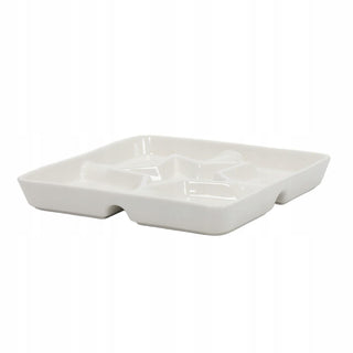 White Porcelain Serving Dish with Star Centre Snack Platter with 5 Compartments
