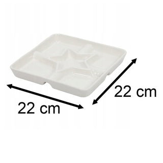 White Porcelain Serving Dish with Star Centre Snack Platter with 5 Compartments