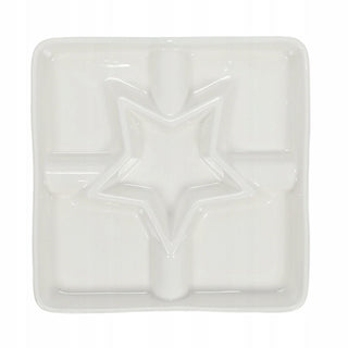 White Porcelain Serving Dish with Star Centre Snack Platter with 5 Compartments