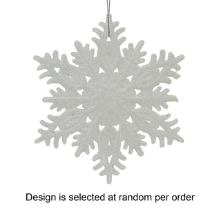 White Snowflake Glitter Bauble | Snowflake Christmas Tree Ornament - 10cm