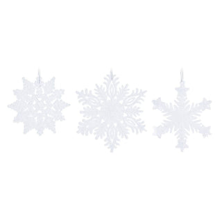 White Snowflake Glitter Bauble | Snowflake Christmas Tree Ornament - 10cm