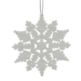 White Snowflake Glitter Bauble | Snowflake Christmas Tree Ornament - 10cm