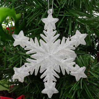 White Snowflake Glitter Bauble | Snowflake Christmas Tree Ornament - 10cm