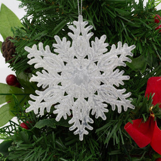 White Snowflake Glitter Bauble | Snowflake Christmas Tree Ornament - 10cm