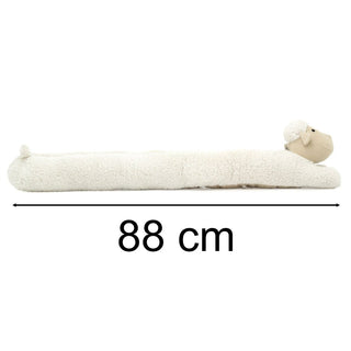 White Woolly Sheep Draught Excluder | Plush & Corduroy Door Draft Cushion - 88cm