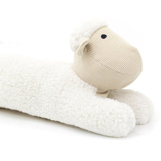 White Woolly Sheep Draught Excluder | Plush & Corduroy Door Draft Cushion - 88cm