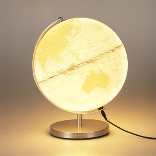 White World Globe with LED Light | Decorative Illuminated Globe Lamp - 31cm
