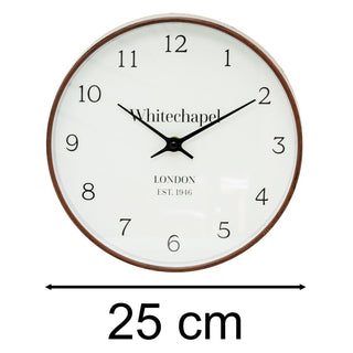 Whitechapel Wall Clock | Classic Round Wood Effect Clock for Home or Office 25cm