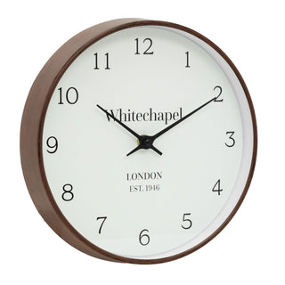 Whitechapel Wall Clock | Classic Round Wood Effect Clock for Home or Office 25cm