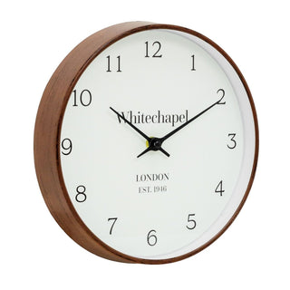 Whitechapel Wall Clock | Classic Round Wood Effect Clock for Home or Office 25cm