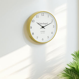 Whitechapel Wall Clock | Classic Round Wood Effect Clock for Home or Office 25cm