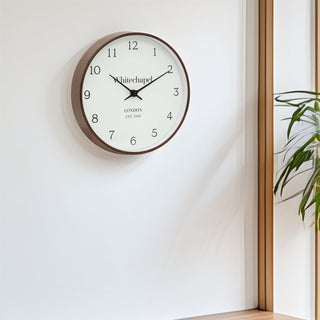 Whitechapel Wall Clock | Classic Round Wood Effect Clock for Home or Office 25cm