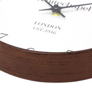 Whitechapel Wall Clock | Classic Round Wood Effect Clock for Home or Office 25cm