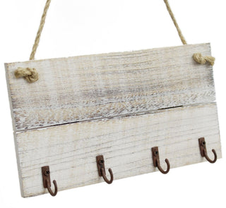 Whitewash Shabby Chic Wooden Driftwood Wall Key Hook Holder