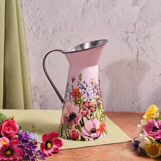Wildflower Meadow Decorative Metal Pitcher | 27cm Floral Tin Jug Vase
