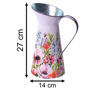 Wildflower Meadow Decorative Metal Pitcher | 27cm Floral Tin Jug Vase