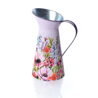 Wildflower Meadow Decorative Metal Pitcher | 27cm Floral Tin Jug Vase