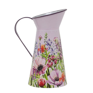 Wildflower Meadow Decorative Metal Pitcher | 27cm Floral Tin Jug Vase