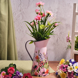 Wildflower Meadow Decorative Metal Pitcher | 27cm Floral Tin Jug Vase