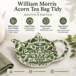 William Morris Acorn Tea Bag Tidy, 12.5 cm Teapot-Shaped Used Tea Bag Holder