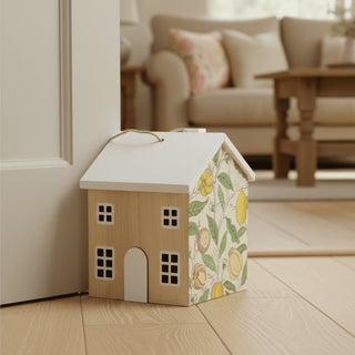 William Morris Fruits Door Stop | 18cm House Shaped Door Stopper Wooden Doorstop