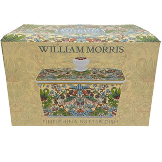 William Morris Strawberry Thief Butter Dish, Fine China Butter Dish with Lid